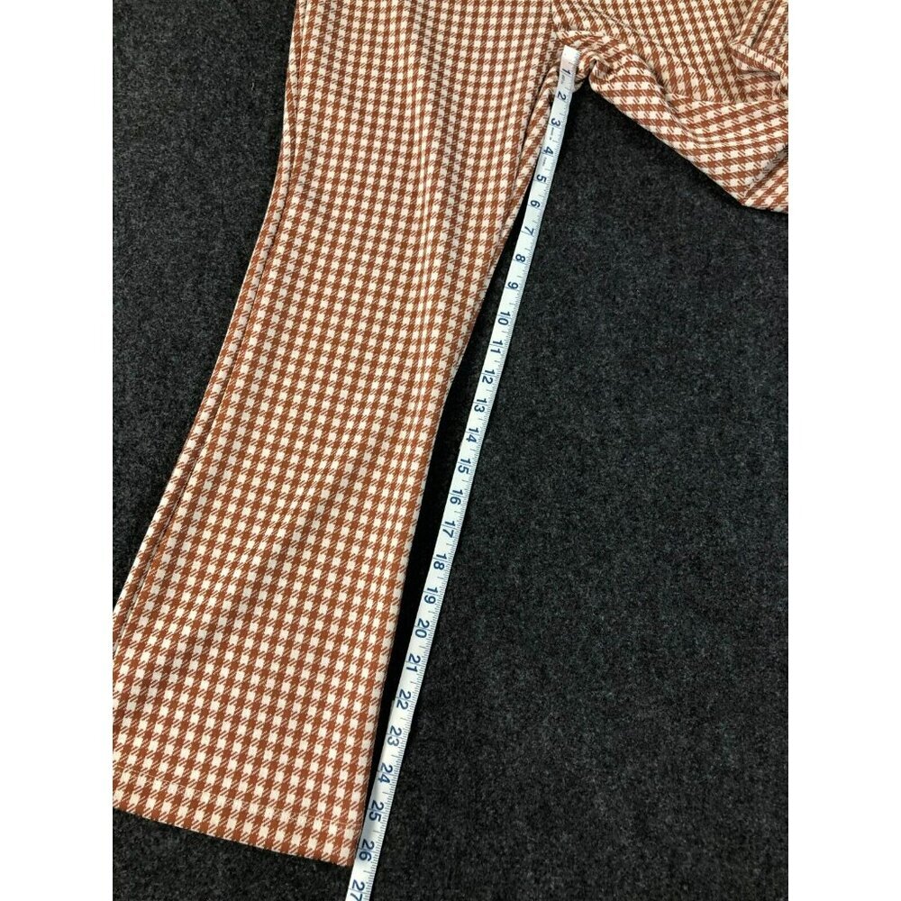 Altar'd State Womens Pants Brown White Size Lg Mid Rise Check Lightweight - Picture 7 of 11